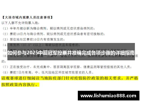 如何参与2025中超冠军投票并准确完成各项步骤的详细指南